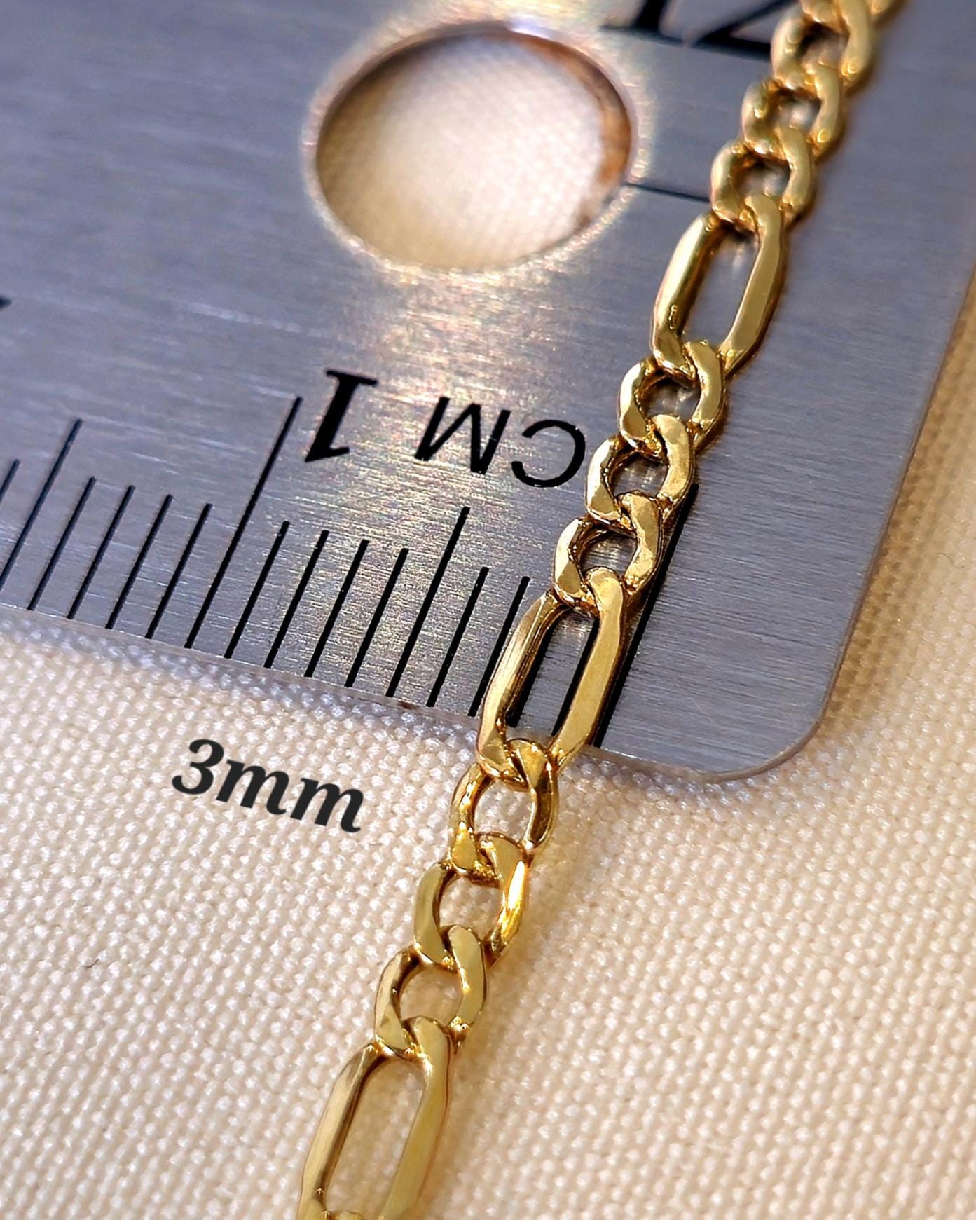 PORI JEWELERS 18 Karat Solid Yellow Gold Figaro Link Chain Necklace - 3 1 Link - Made In Italy- 30 - Foto 13