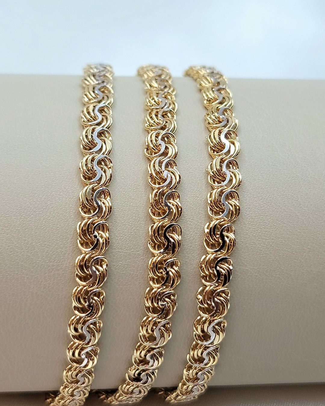 18K Solid Gold Twisted Curbed Cable Chain Necklace, 18K Real Gold