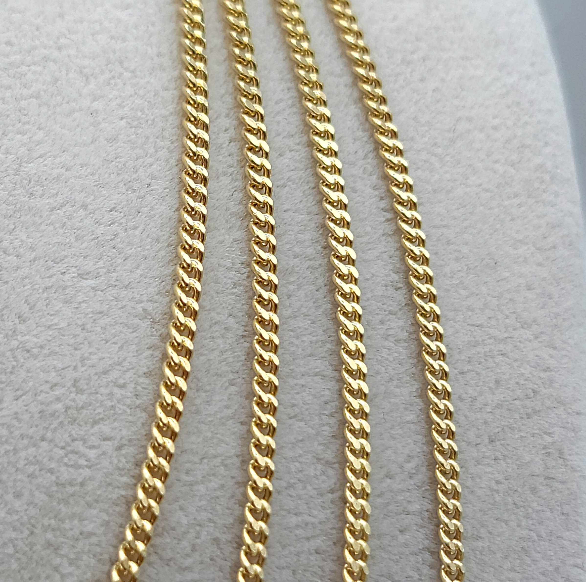 18K Solid Gold Miami Cuban Link Chain Necklace 18k Gold Yellow