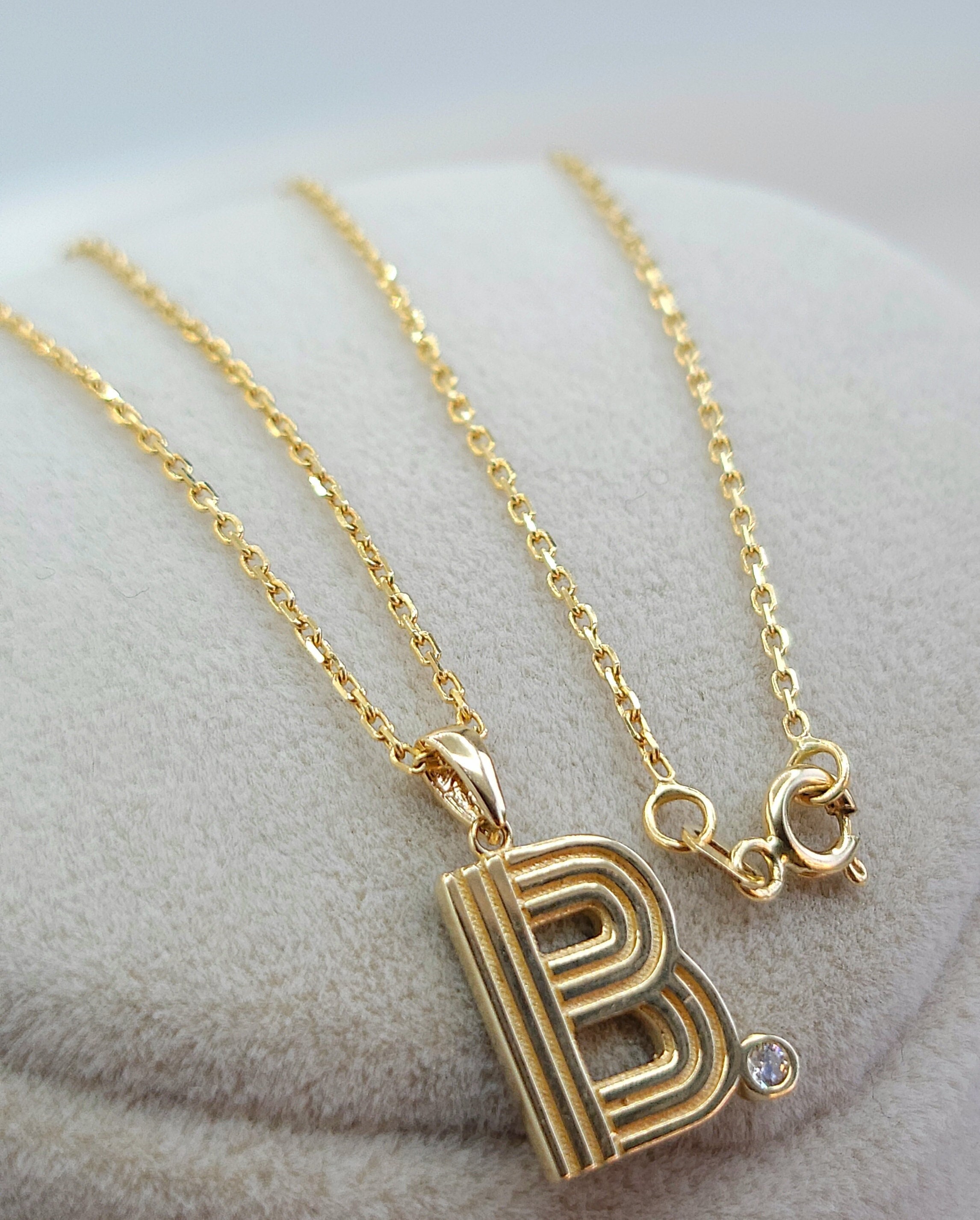 Necklaces and Chains | GOLD PLATED JEWELRY | GOLD UNIVERSE LETTER NECKLACE-LETTER  B - rommanelusa