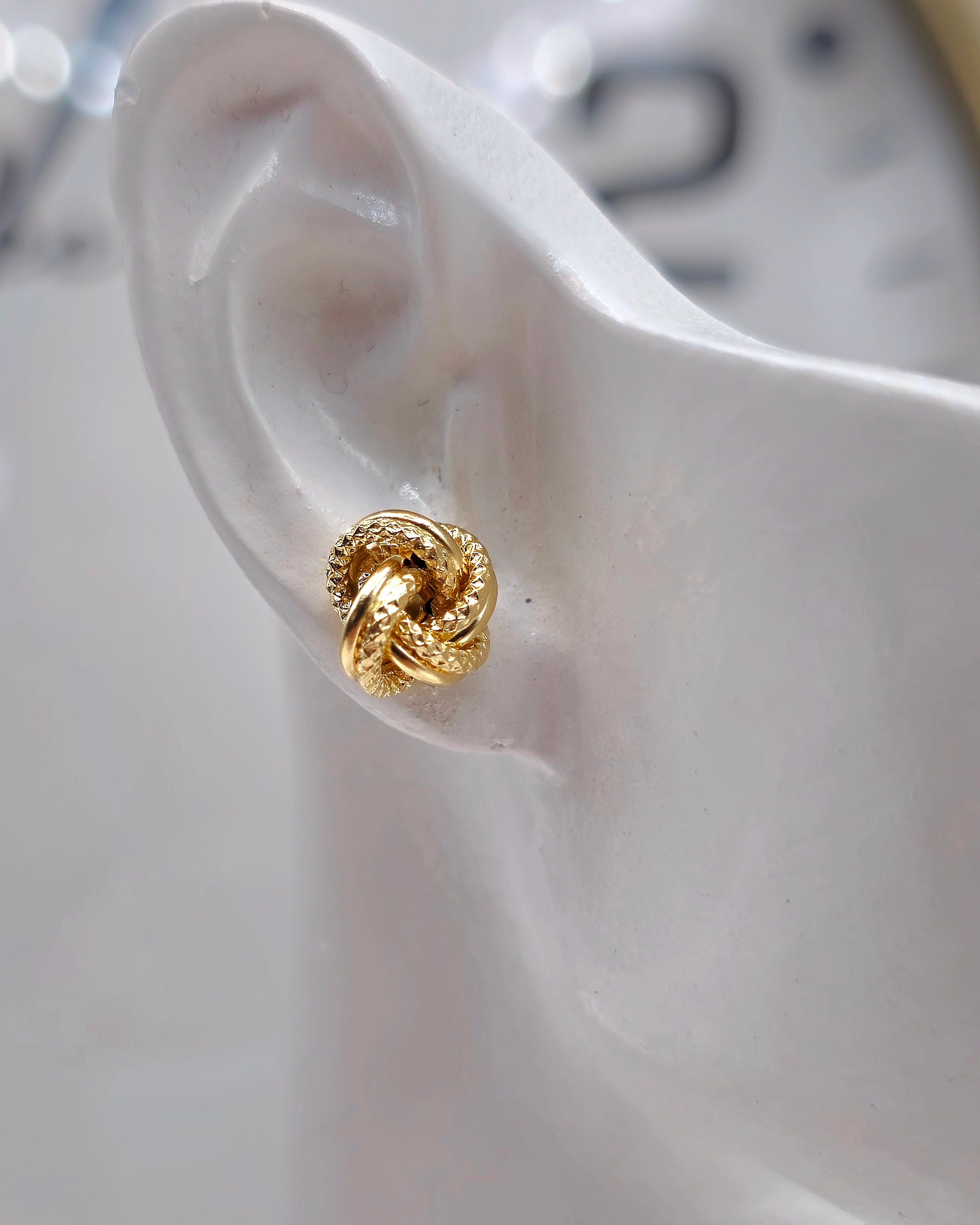 LUVA Orecchini A Nodo D'amore In Acciaio Inox Placcato Oro 18 Carati, Impermeabili, Ipoallergenici, 19x14.5 Mm - 3