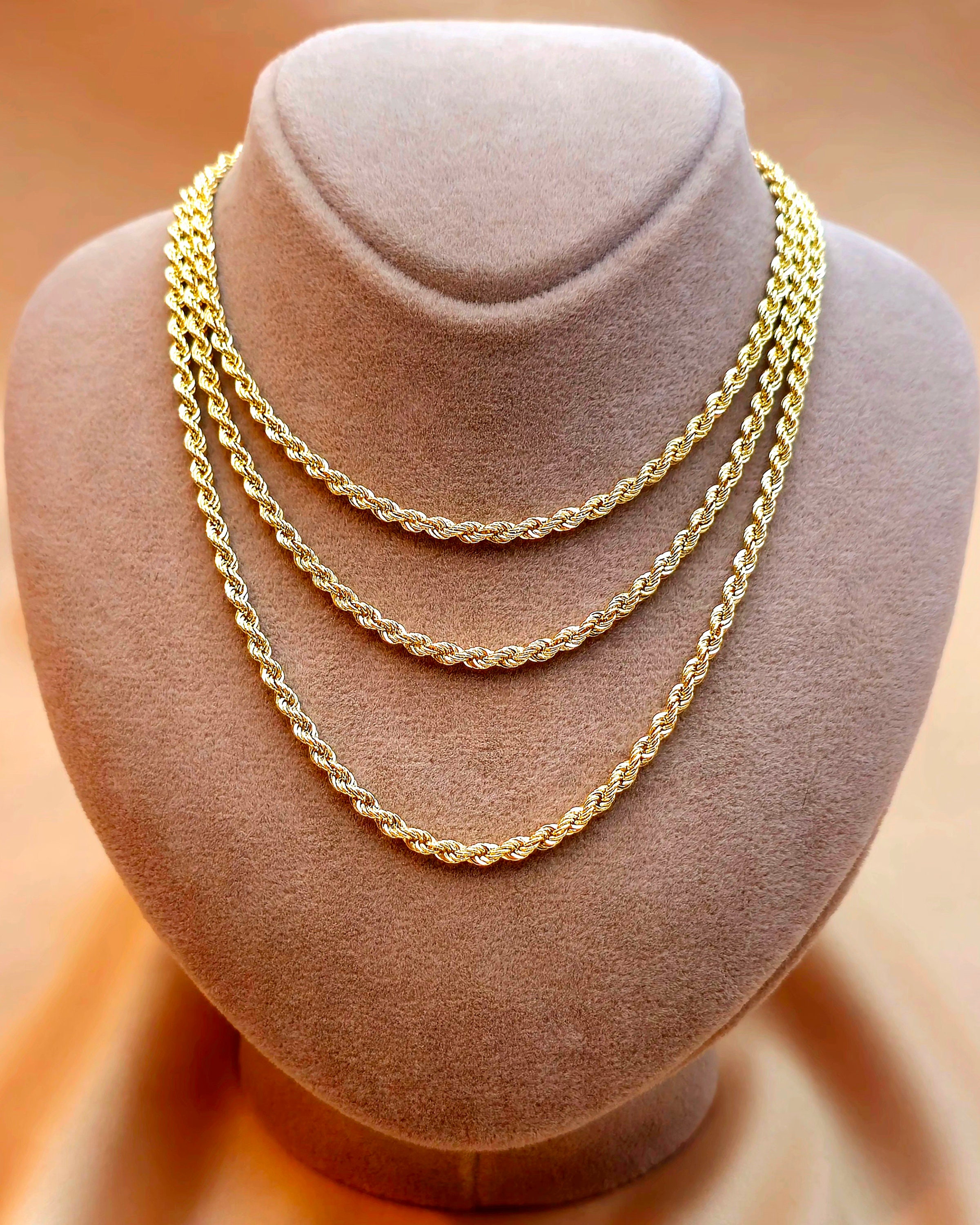 アクセサリー [18K] ROPE SEW UNI NECKLACE 18K Solid Gold Rope Chain Necklace, Pure 18K Yellow Gold