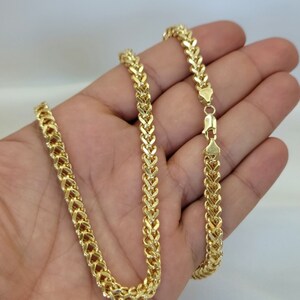 14K Solid Gold Franco Chain Necklace, Real 14K Gold Foxtail/Wheat Chain, 5mm _ 2227.5 Real Gold Chain for Men/Woman, Gift For Her/Him image 8