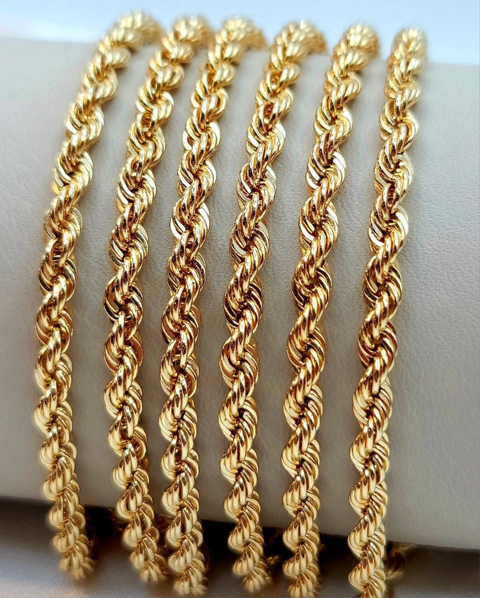 18K Solid Gold Rope Chain Necklace, Real 18K Yellow Gold Rope Chain, Diamond-cut 4.5mm Thick, 18"- 28" lengths, Real Gold Chain for Him/Her!