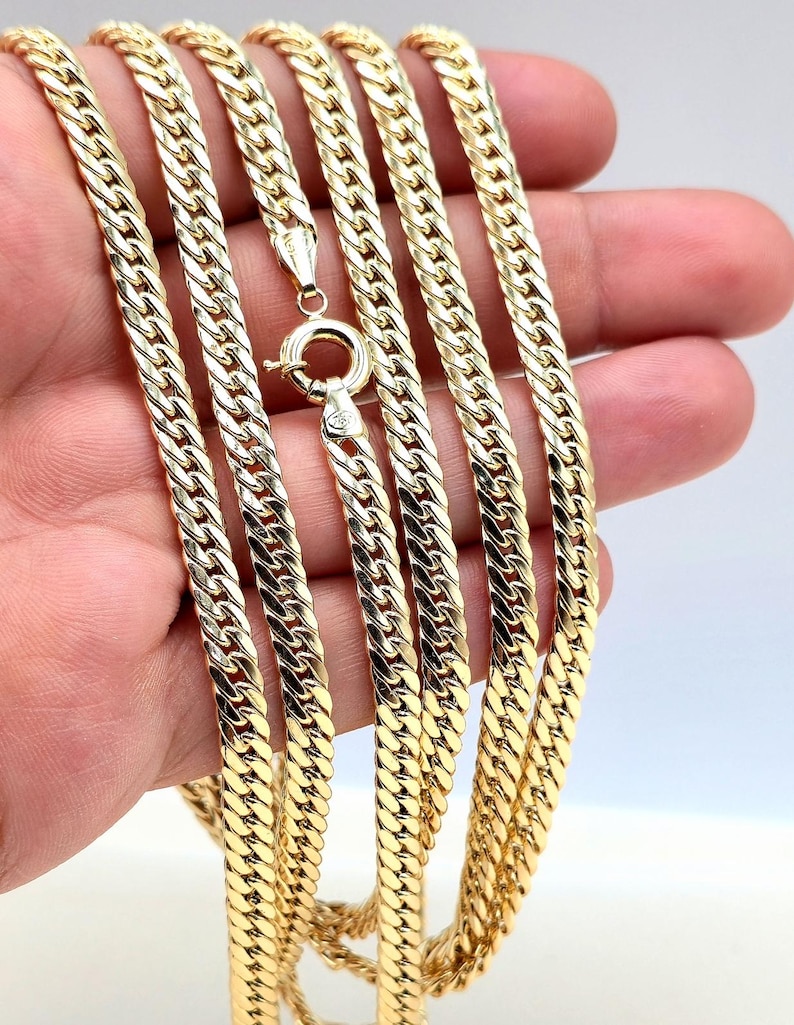 18K massief gouden schakelketting: 4-5,5 mm, 16-24 inch puur goud afbeelding 2