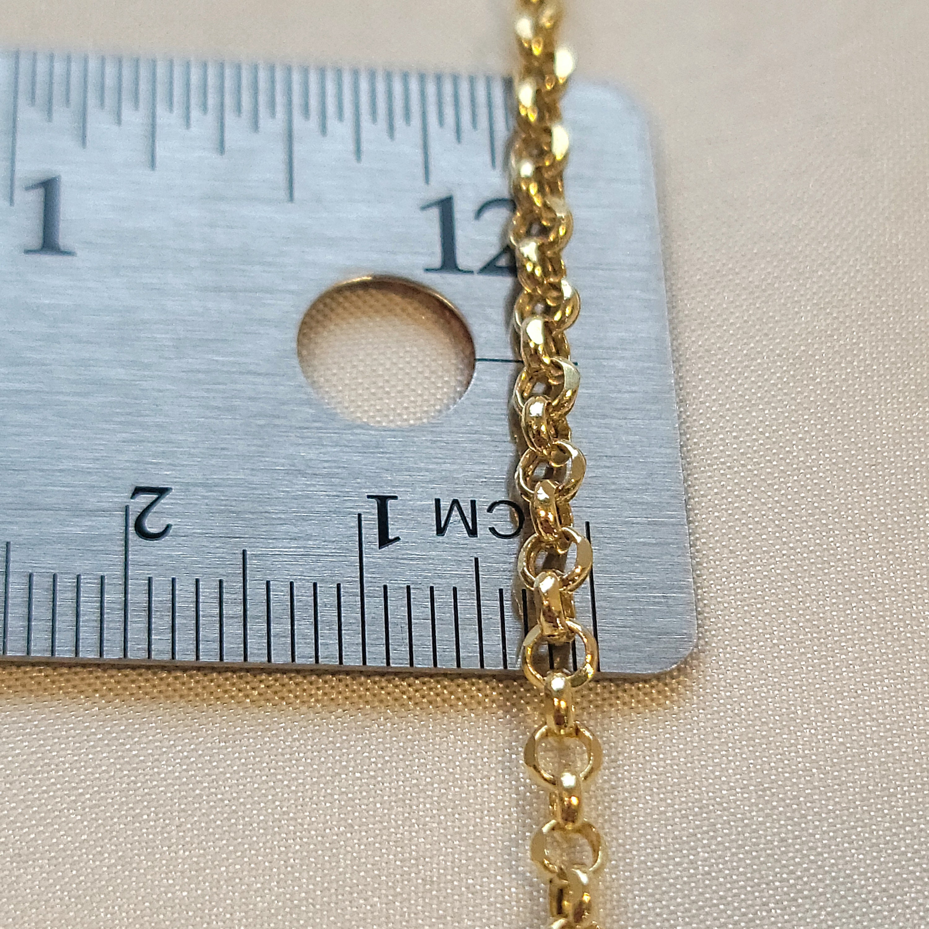 18K Solid Gold Rolo Chain Necklace/18K Real Gold Yellow Rolo Chain ...
