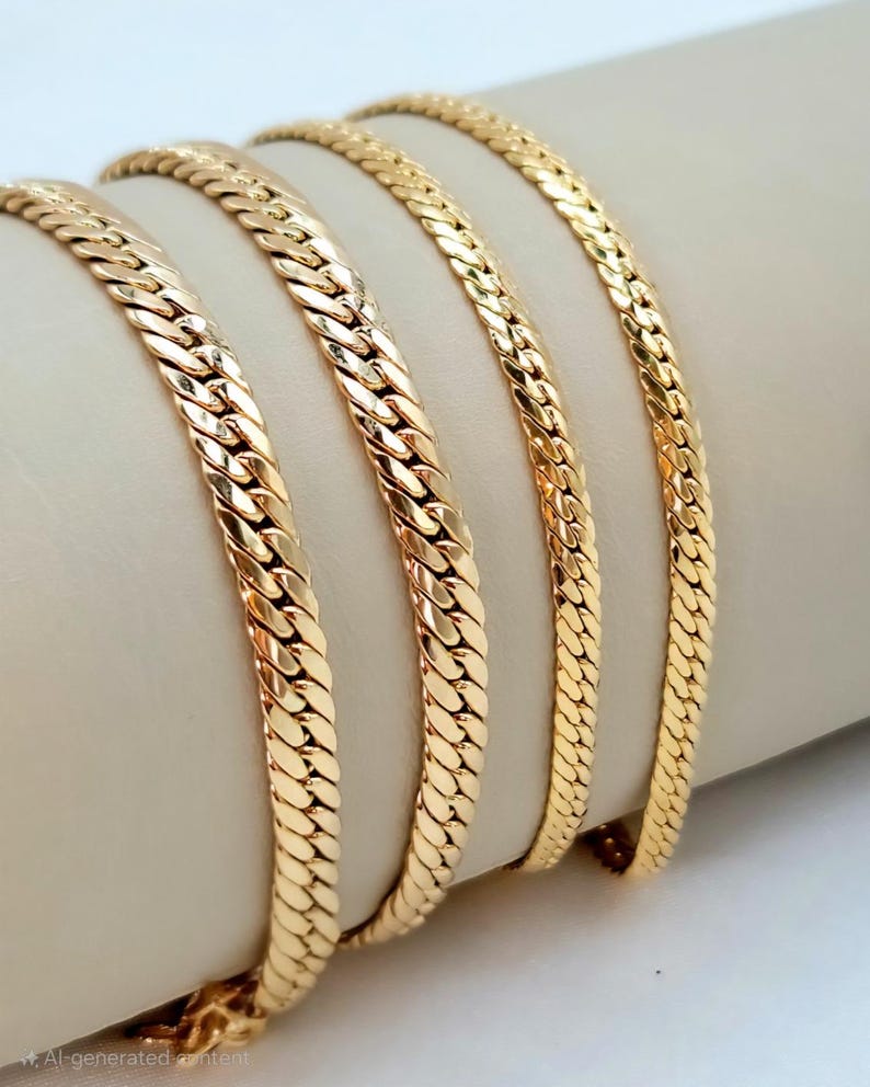 18K massief gouden schakelketting: 4-5,5 mm, 16-24 inch puur goud afbeelding 1