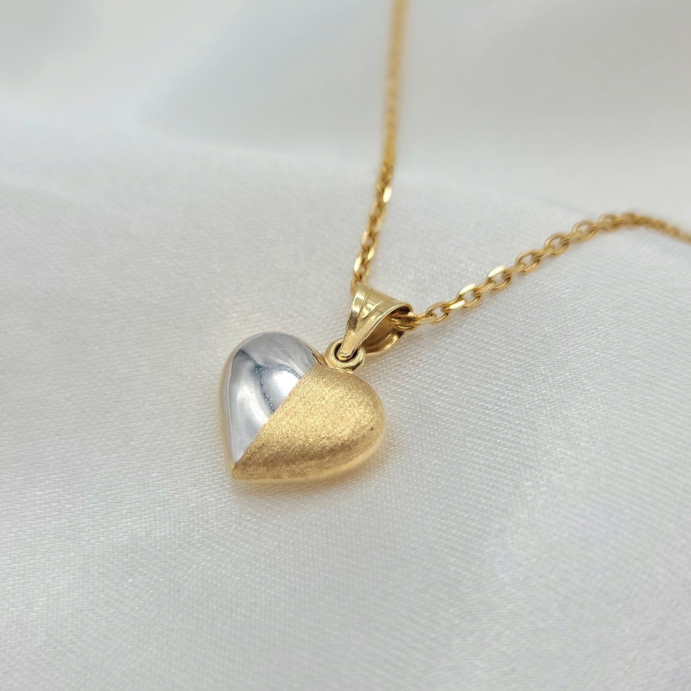 18-karat Solid Gold Love-heart Necklace - Double Sided