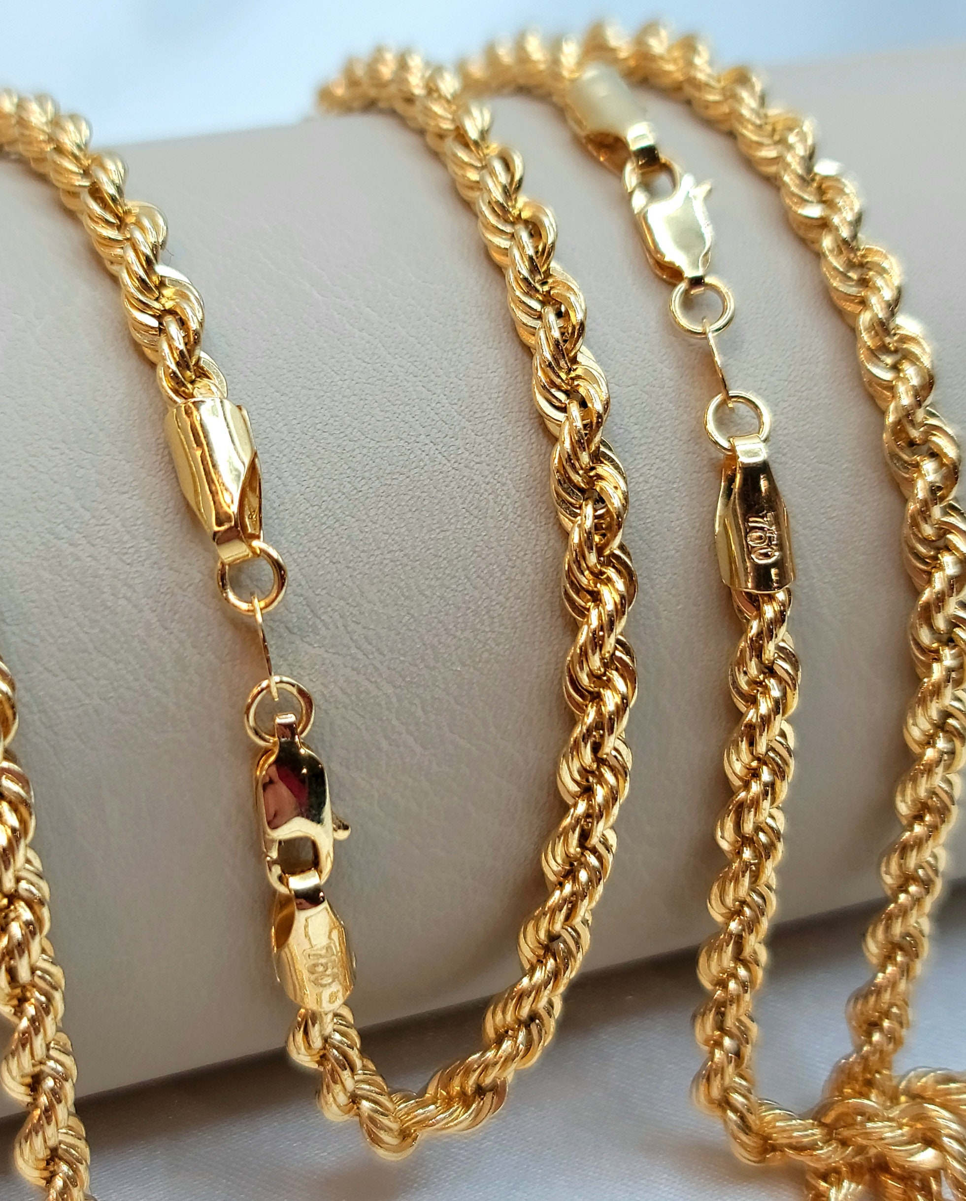 Collana con catena a corda in oro giallo 18 carati: taglio diamante, spessore 4,5 mm - Italia