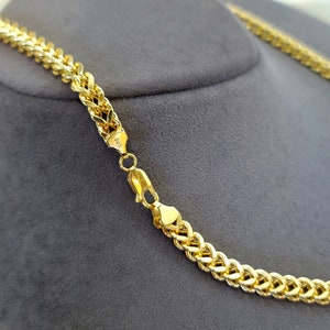 14K Solid Gold Franco Chain Necklace, Real 14K Gold Foxtail/Wheat Chain, 5mm _ 2227.5 Real Gold Chain for Men/Woman, Gift For Her/Him image 7