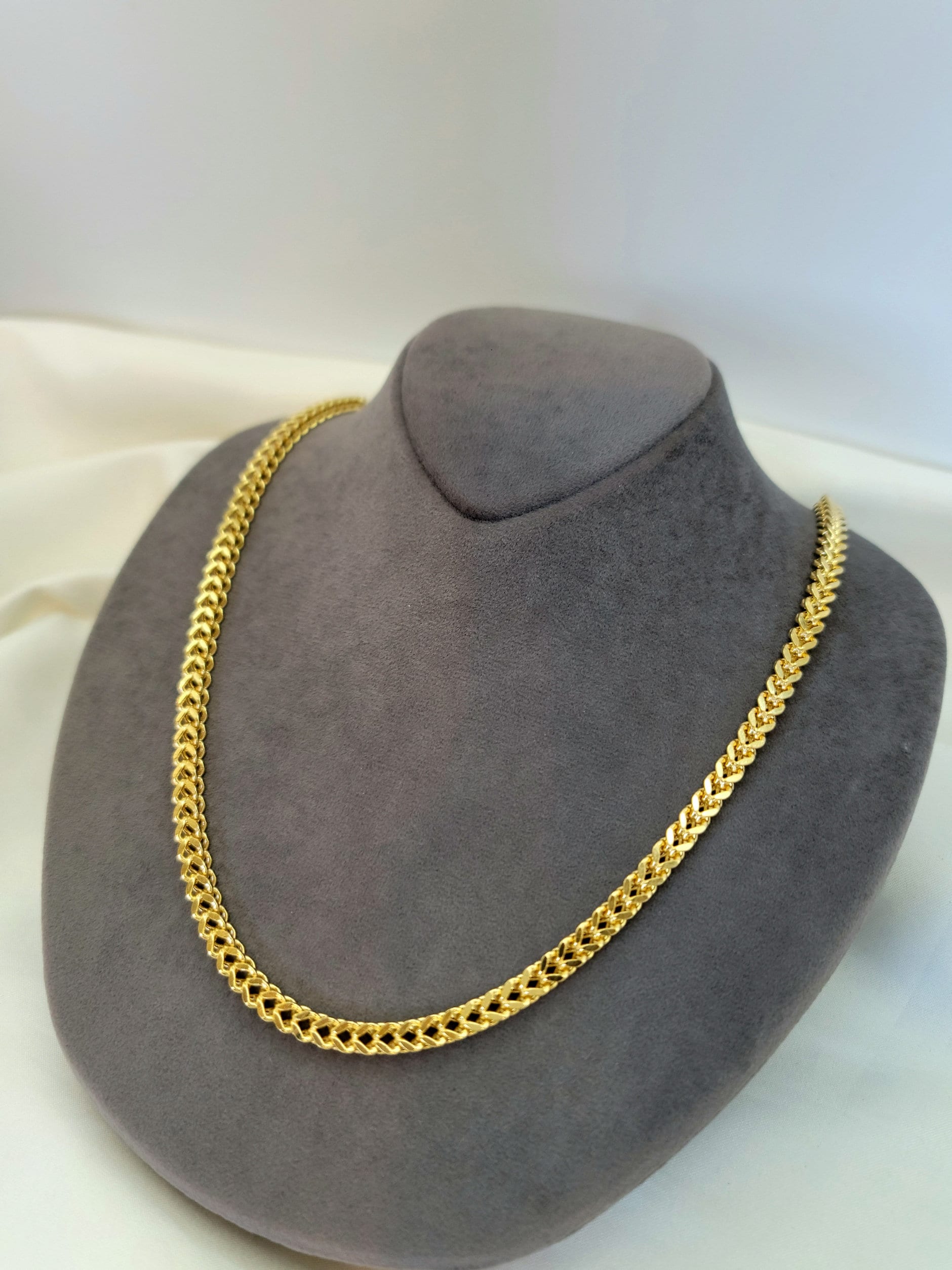 5mm Diamond Cut Franco, 14K Gold Chain Men’s, Solid Gold Necklace 22 Inches / Lion & Snake Clasp