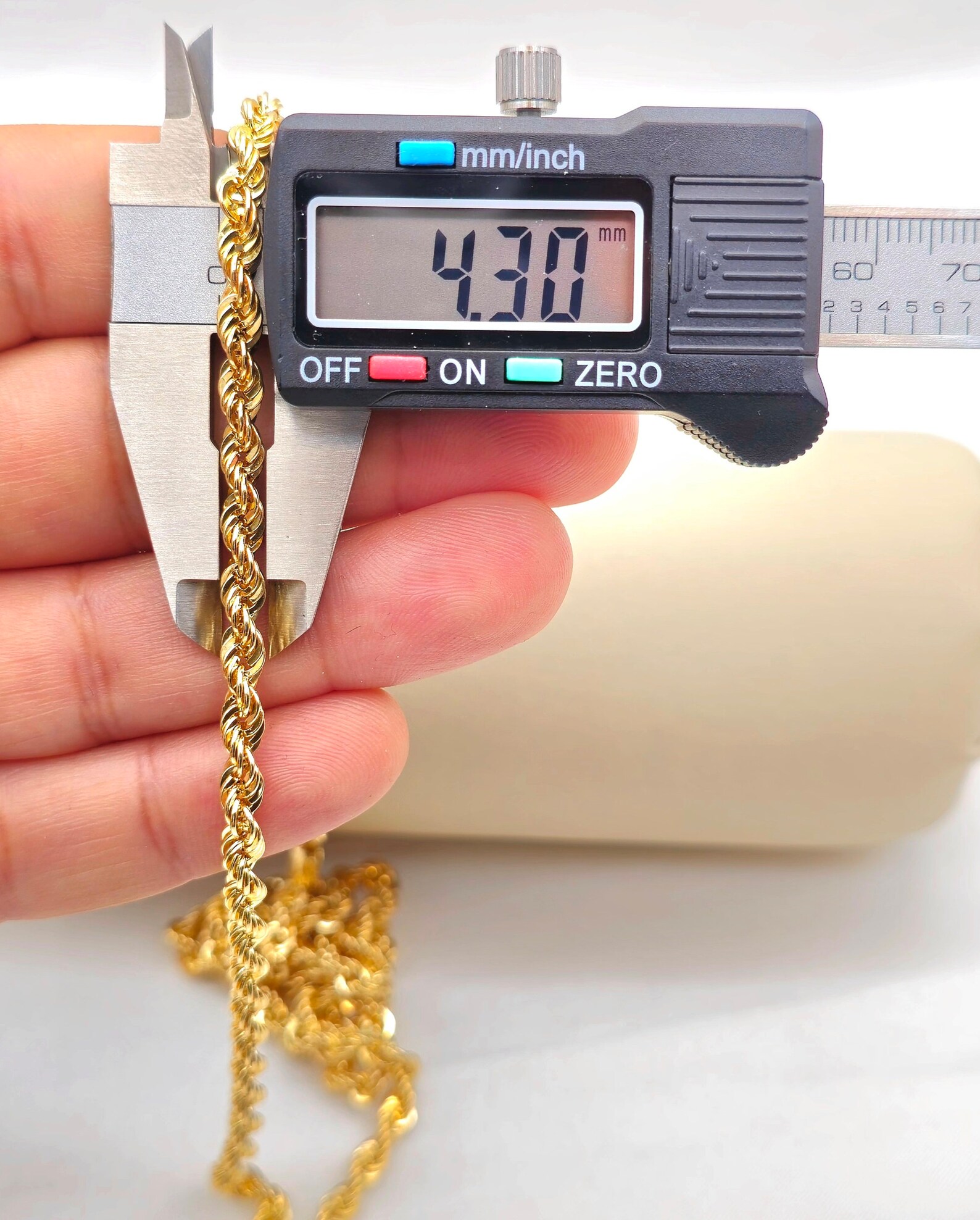 18k Rope Chain 18K Solid Gold Rope Chain Necklace: Diamond-cut, 4mm_16