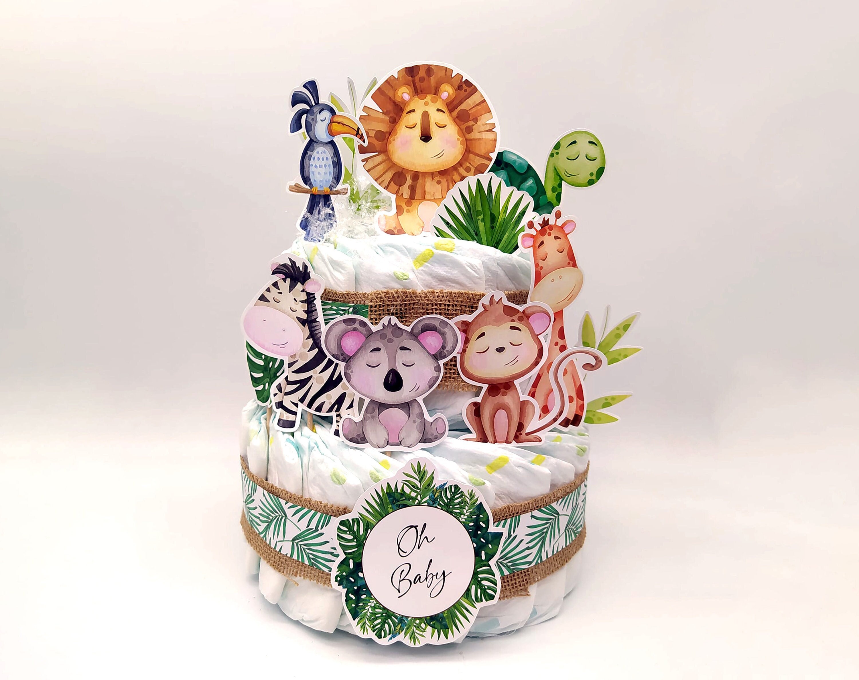 Tarta de pañales «animales de la selva» – Arte Dulce