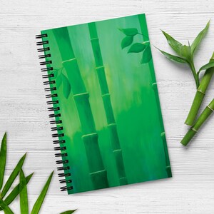Bamboo Dotted Page Memo Pad | Spiral Bound Kawaii Notebook | Green Journal