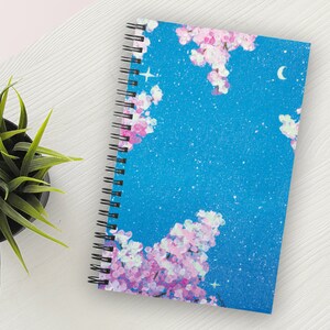 Cute Dotted Page Spiral Notebook | Cherry Blossoms | Designed for Woman that love to journal | Beautiful writing pad | Japanese Inspired