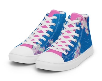 On a Walk With You - Chaussures en toile haute pour femmes | Rose Bleu Kawaii Chaussures Hi-Top