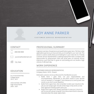 Customer Service Resume Template - Clean, Simple, Fresh, Minimalistic