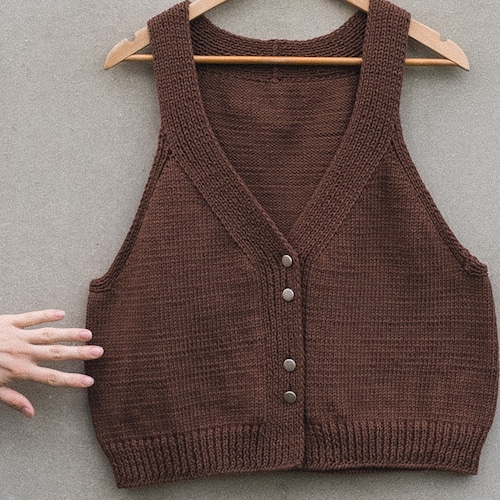Knitting Pattern for Cotton Vest V Neck Vest Knitting Etsy