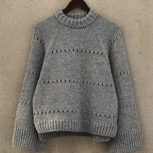 Patron tricot pull Cloudy, pull ample, patron tricot pull, pull col rond, tricot rond, tuto tricot, vidéos image 1