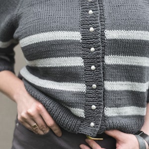 Knitting pattern for Venice cardigan, cardigan pattern, cardigan knitting pattern, crew neck cardigan, round knitting, cotton sweater