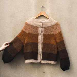 Knitting pattern for Morning cardigan, mohair knitting pattern, striped cardigan sweater, fitted cardigan, stylish cardigan