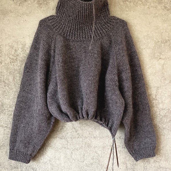Knitting pattern for MO sweater, knitting pattern, cowl neck weater, round knitting, oversize sweater, big neck sweater