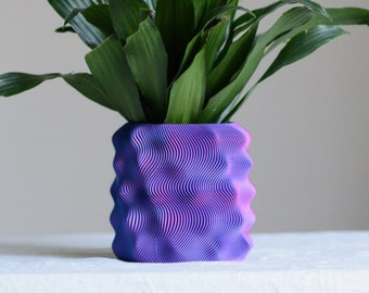 Fire Planter with Drainage, Textured Plant Pot, Eco-Friendly Planter, Blush Pink Décor, Cute Indoor Pot, Modern Pot for Plant 3D Printed