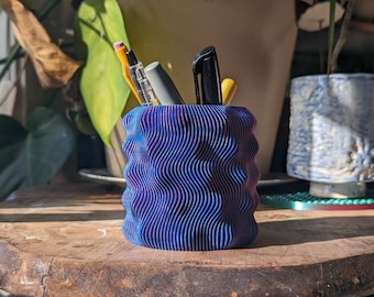 Fire Pencil Holder | 3D Printed Surface | Desk Organizer | Unique Office Decor | PLA | Custom Colors