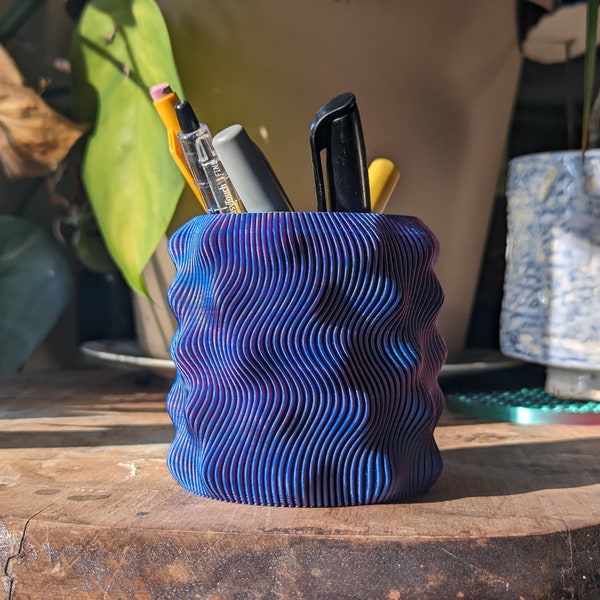 Fire Pencil Holder | 3D Printed Surface | Desk Organizer | Unique Office Decor | PLA | Custom Colors