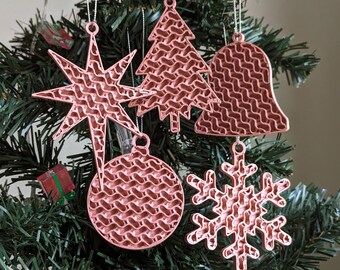3D Printed Christmas Ornament Set: Elegant Holiday Decorations