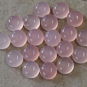 Natural Pink Chalcedony Cabochon, Round Shape Cabochon ,Smooth Polished, Semi Precious Gemstone Calibrate