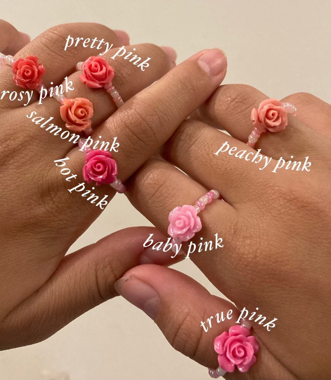Beaded Flower Rings Etsy