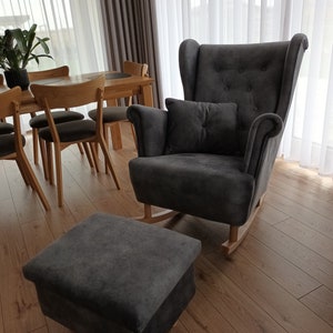 Ohrensessel, Schaukelsessel, Sitzhocker mit Stauraum, Sessel mit Hocker, Fernsehsessel, Relaxsessel | Salvador SIV 14 | Flori