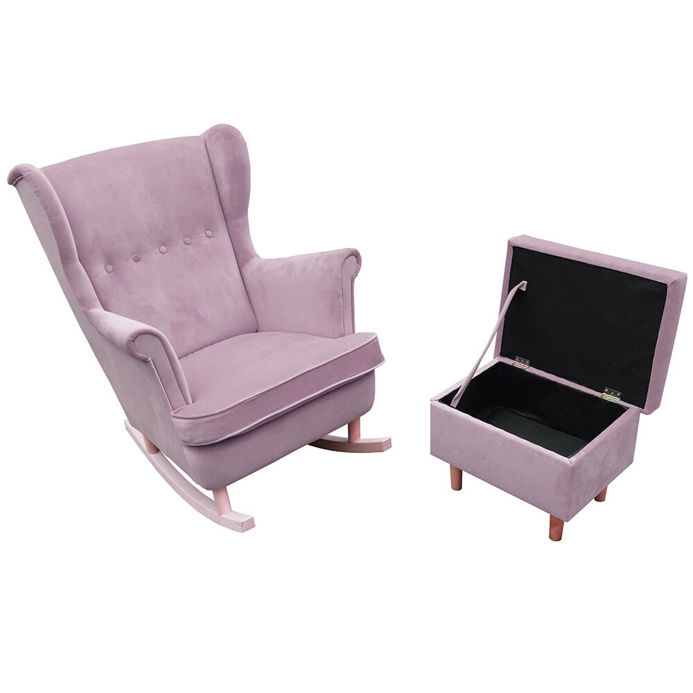 Rocking Chair Pink Stool Footrest Relaxation Chair Armchair