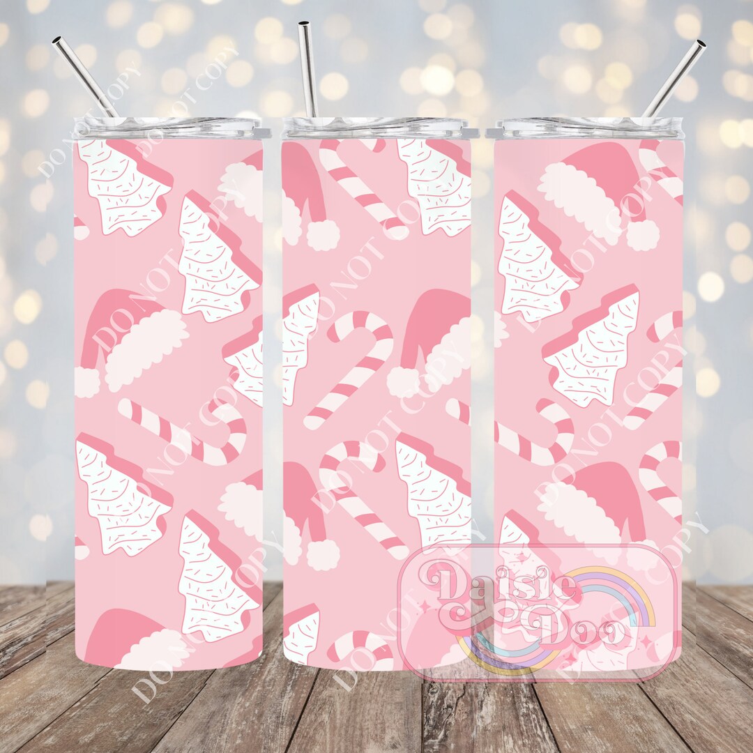 Pink Christmas 20 Oz Skinny Tumbler Sublimation Design, Straight 20oz ...