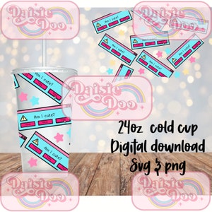 Är jag söt? Kallkoppspapper | söt kallkoppspapper | 24oz kallkoppspapper | Utskrivbar digital nedladdning | retro kallkoppspapper