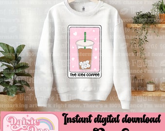 The iced coffee tarot card - tarot card svg png - tarot card design - digital download