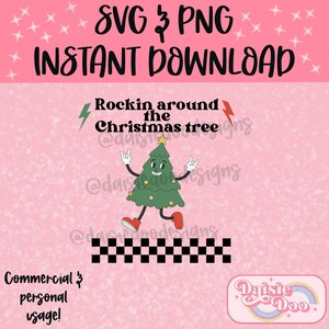 Retro rockin around the Christmas tree svg and png  - mug svg - cutting machine svg - christmas svg file - crafting svg - crafting png