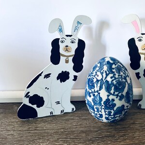 Chinoiserie Bunny Staffy Shelf Sitter Tiered Tray Decor perfect for Spring or Easter