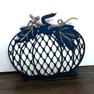 Chinoiserie Fall Pumpkin Decor Fishnet Crosshatch Figurine