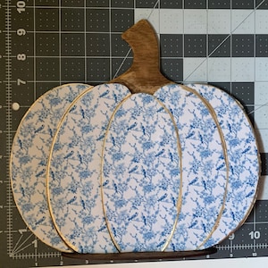 Chinoiserie Pattern Fall Pumpkin Shelf Sitter Decor - large