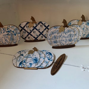 Chinoiserie Pattern Fall Pumpkin Shelf Sitter Decor - medium