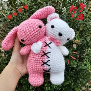 Two-headed bunny and bear - Handmade/ Crochet/ Bear/ Bunny/ Halloween/ Spooky/ Gift/ New colors/ Plushie/ Rabbit/ Valentine's / Love