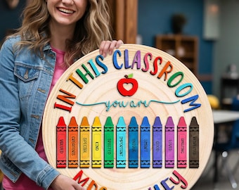 Teachers Appreciation Gifts, Personalized Teacher Door Sign, Crayon Classroom Decor