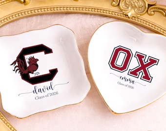 Custom College Logo Trinket Dish, Graduation Jewelry Dish, University PrideTray