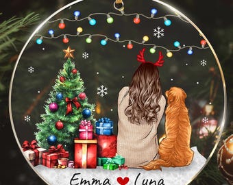 Personalized Dog Mom Ornament, Christmas Tree Acrylic Ornament