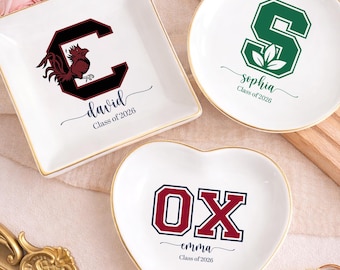 Custom College Logo Jewelry Dish, Graduation Gift, University Pride Trinket Tray, Class Of 2026