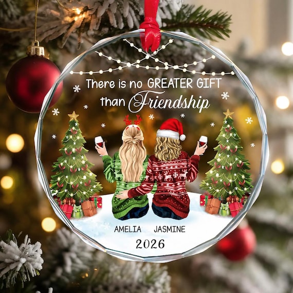 Personalized Friend Ornament, Crystal Glass Prism, Friendship Gift