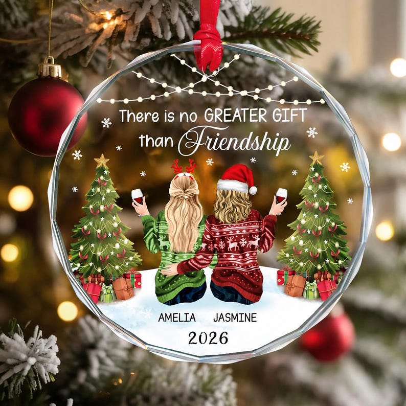 Personalized Friend Ornament, Crystal Glass Prism, Friendship Gift