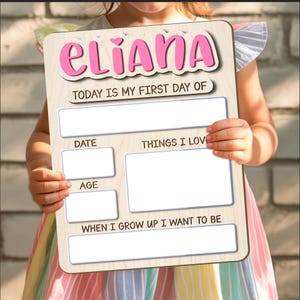 Personalized First Day Of School Sign, Custom Back to School Sign, Preschool Back to School Dry Erase Sign, 1st Day of School Board
